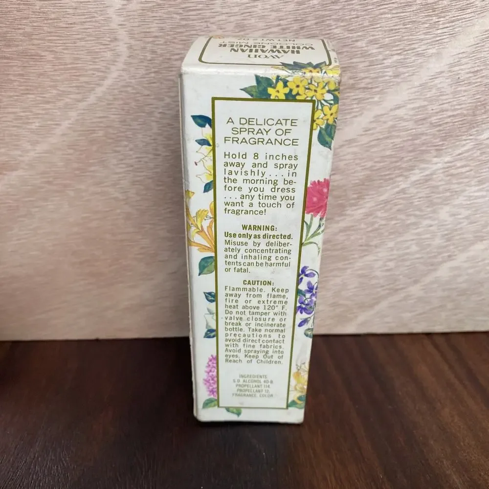Vintage Avon Hawaiian White Ginger Cologne Mist 2 oz